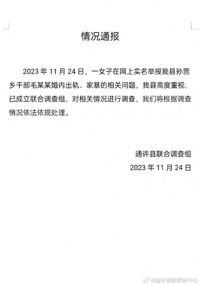 河南一乡镇干部出轨家暴?官方通报