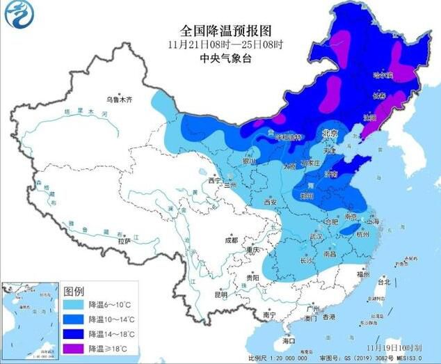 长江中下游迎大范围降雪 有4～6级大风和明显降温