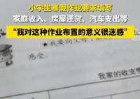 小学生寒假作业要求填写家庭收支 学生妈妈表示对这种作业布置的意义很迷感